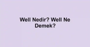 Well Nedir? Well Ne Demek?