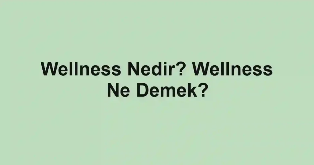 Wellness Nedir? Wellness Ne Demek?