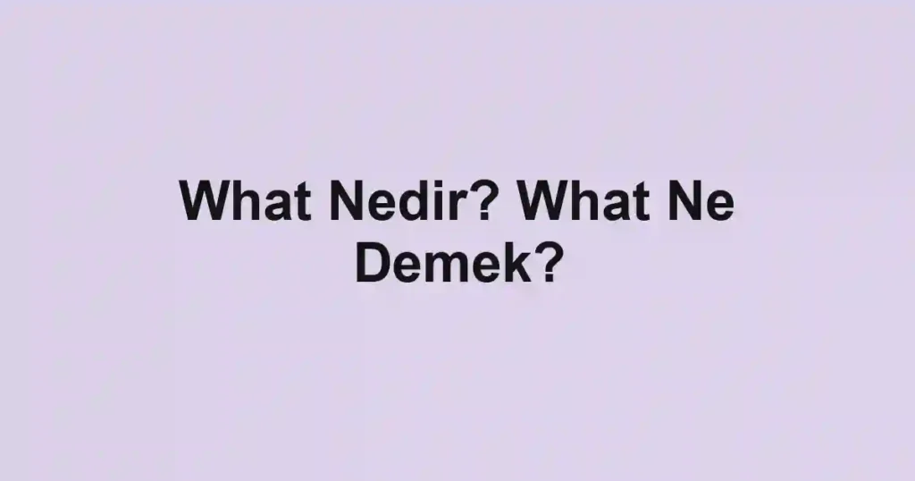 What Nedir? What Ne Demek?