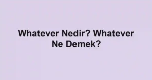 Whatever Nedir? Whatever Ne Demek?
