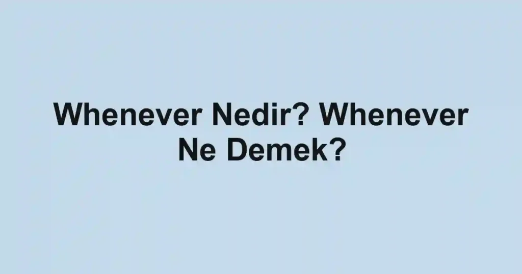 Whenever Nedir? Whenever Ne Demek?