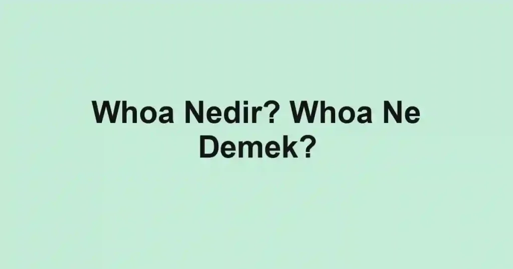 Whoa Nedir? Whoa Ne Demek?