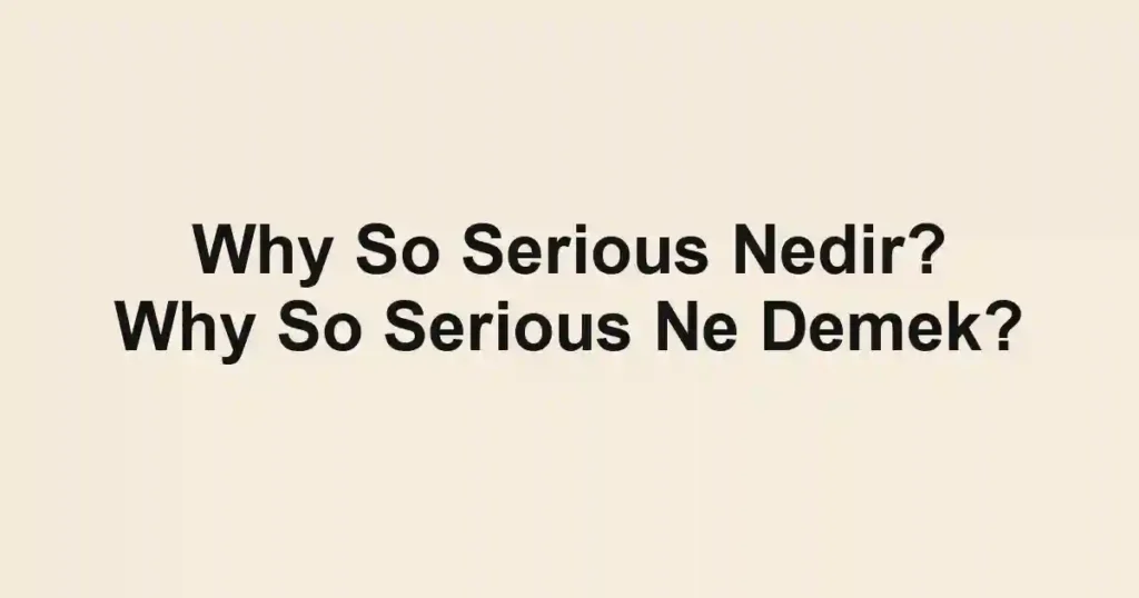 Why So Serious Nedir? Why So Serious Ne Demek?