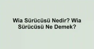 Wia Sürücüsü Nedir? Wia Sürücüsü Ne Demek?