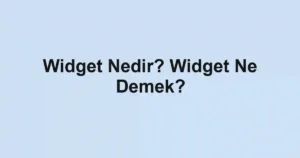 Widget Nedir? Widget Ne Demek?