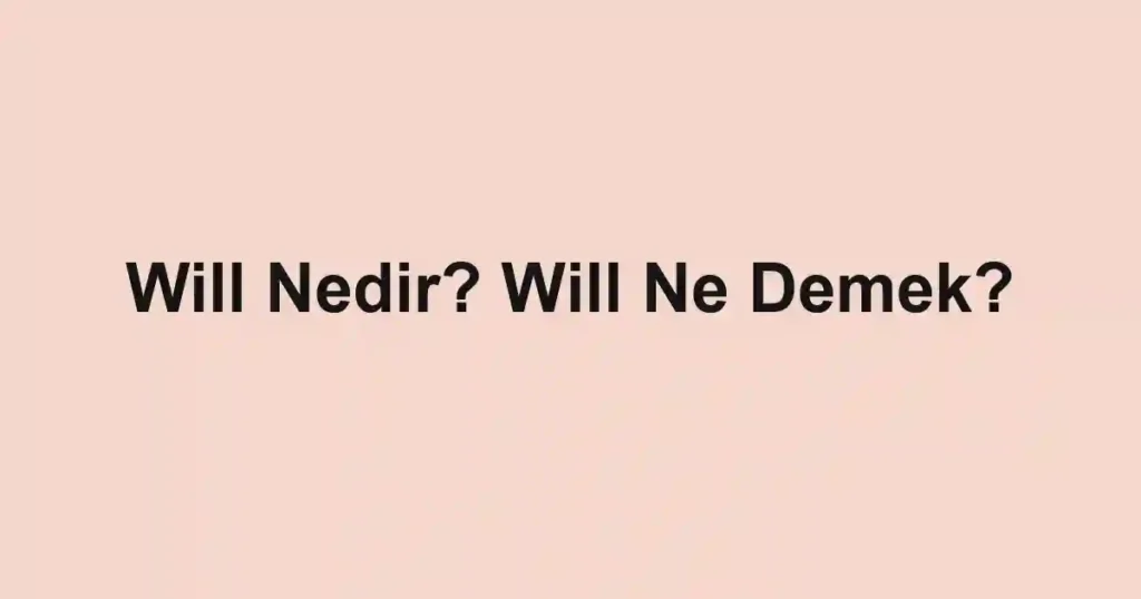 Will Nedir? Will Ne Demek?