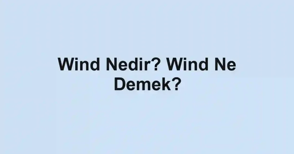 Wind Nedir? Wind Ne Demek?