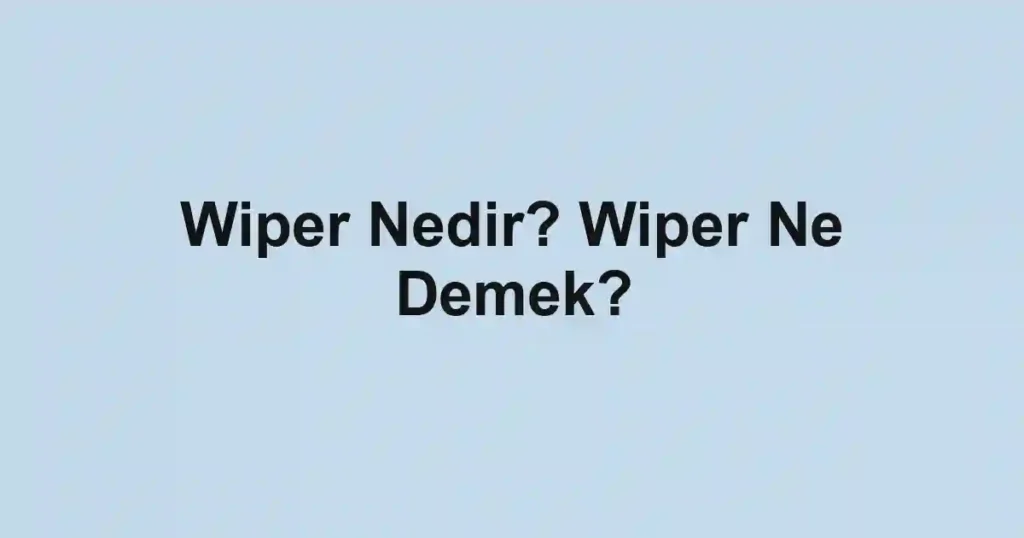 Wiper Nedir? Wiper Ne Demek?