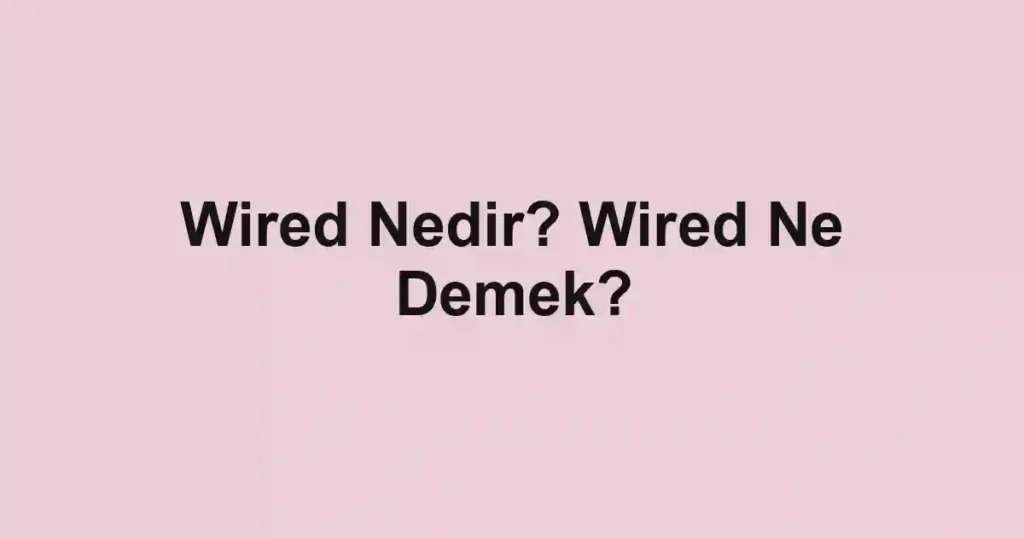 Wired Nedir? Wired Ne Demek?
