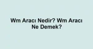 Wm Aracı Nedir? Wm Aracı Ne Demek?