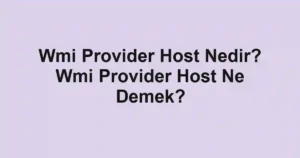 Wmi Provider Host Nedir? Wmi Provider Host Ne Demek?