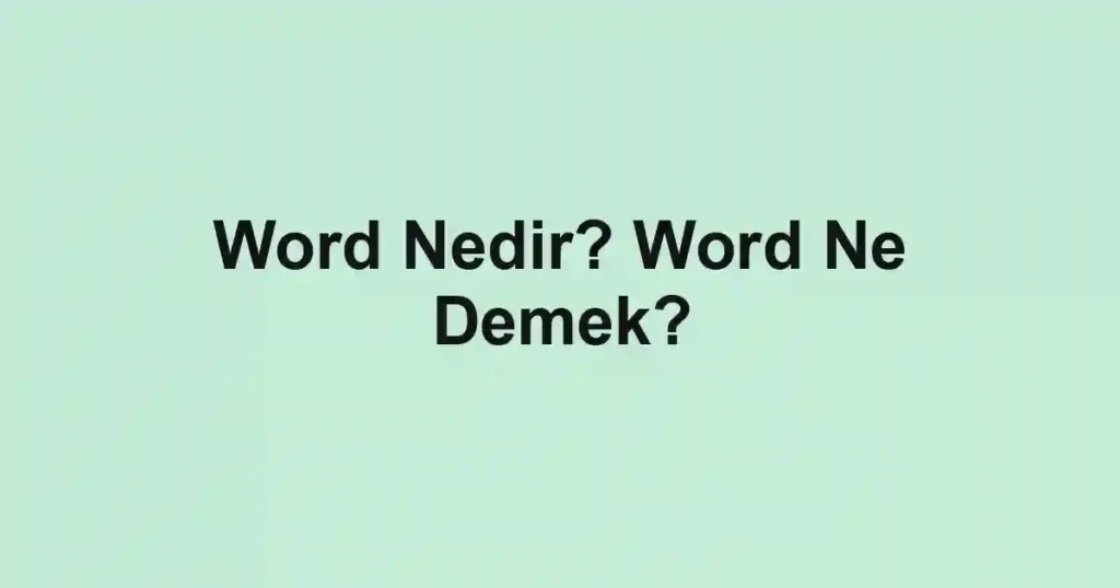 Word Nedir? Word Ne Demek?