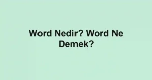 Word Nedir? Word Ne Demek?