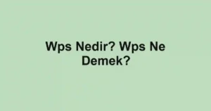 Wps Nedir? Wps Ne Demek?