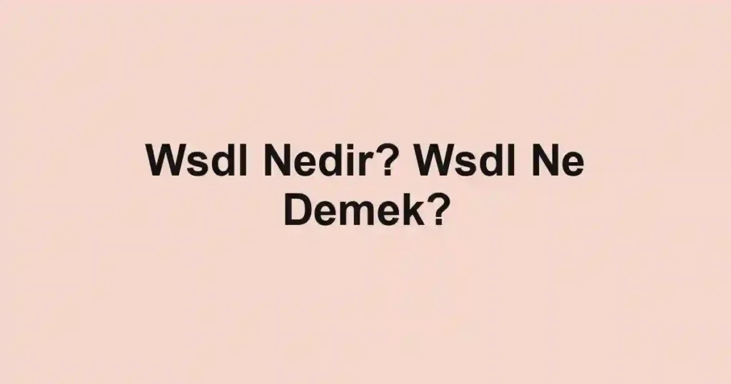 Wsdl Nedir? Wsdl Ne Demek?