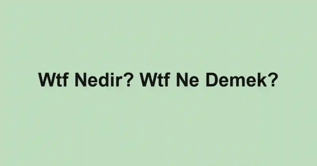 Wtf Nedir? Wtf Ne Demek?