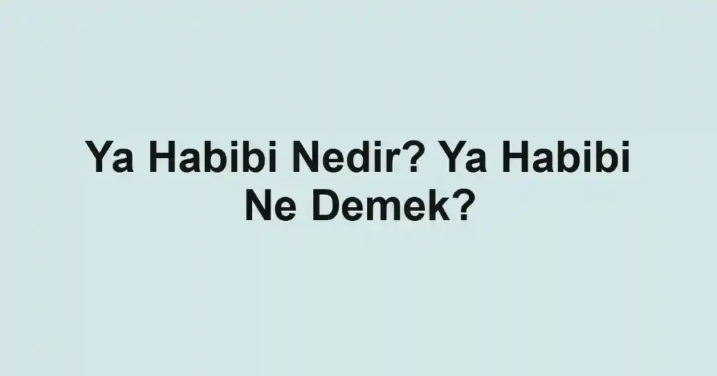 Ya Habibi Nedir? Ya Habibi Ne Demek?