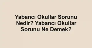 Yabancı Okullar Sorunu Nedir? Yabancı Okullar Sorunu Ne Demek?