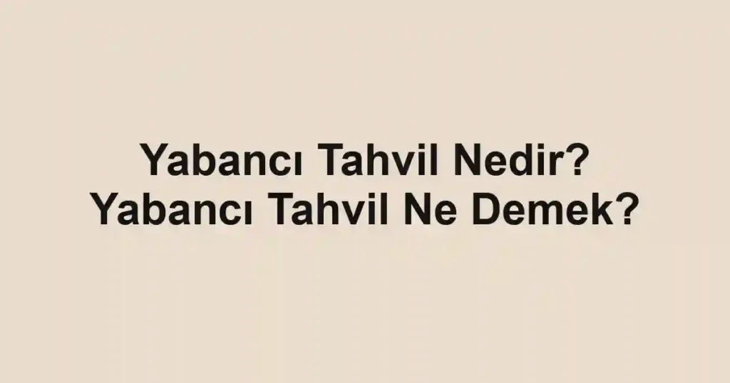 Yabancı Tahvil Nedir? Yabancı Tahvil Ne Demek?