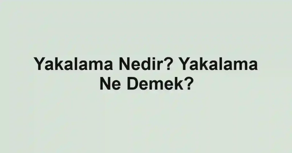 Yakalama Nedir? Yakalama Ne Demek?