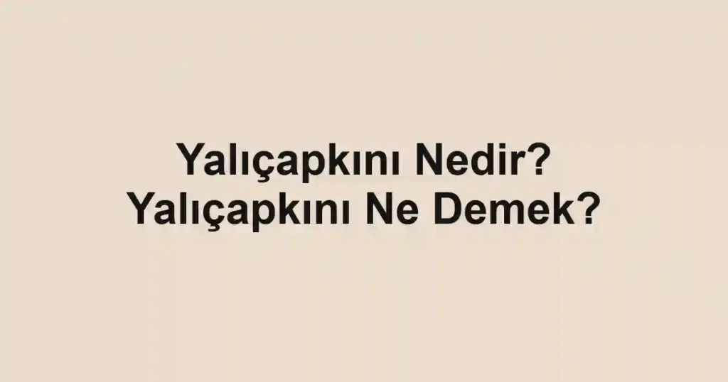 Yalıçapkını Nedir? Yalıçapkını Ne Demek?