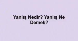 Yanlış Nedir? Yanlış Ne Demek?