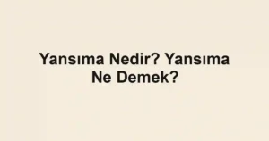 Yansıma Nedir? Yansıma Ne Demek?