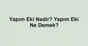 Yapım Eki Nedir? Yapım Eki Ne Demek?