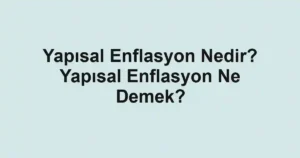 Yapısal Enflasyon Nedir? Yapısal Enflasyon Ne Demek?