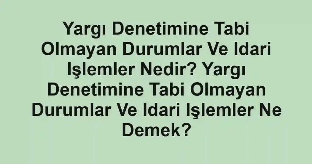 Yargı Denetimine Tabi Olmayan Durumlar Ve Idari Işlemler Nedir? Yargı Denetimine Tabi Olmayan Durumlar Ve Idari Işlemler Ne Demek?