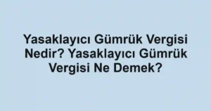 Yasaklayıcı Gümrük Vergisi Nedir? Yasaklayıcı Gümrük Vergisi Ne Demek?