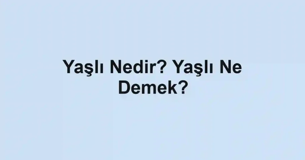 Yaşlı Nedir? Yaşlı Ne Demek?