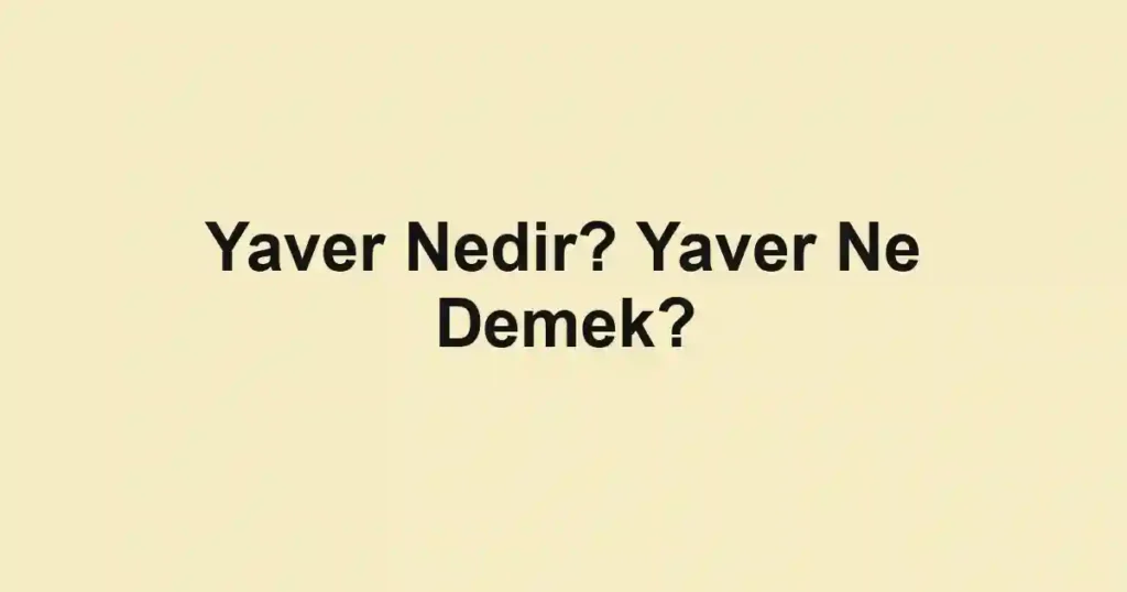 Yaver Nedir? Yaver Ne Demek?