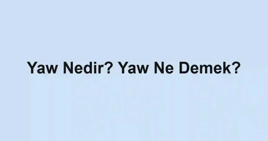 Yaw Nedir? Yaw Ne Demek?