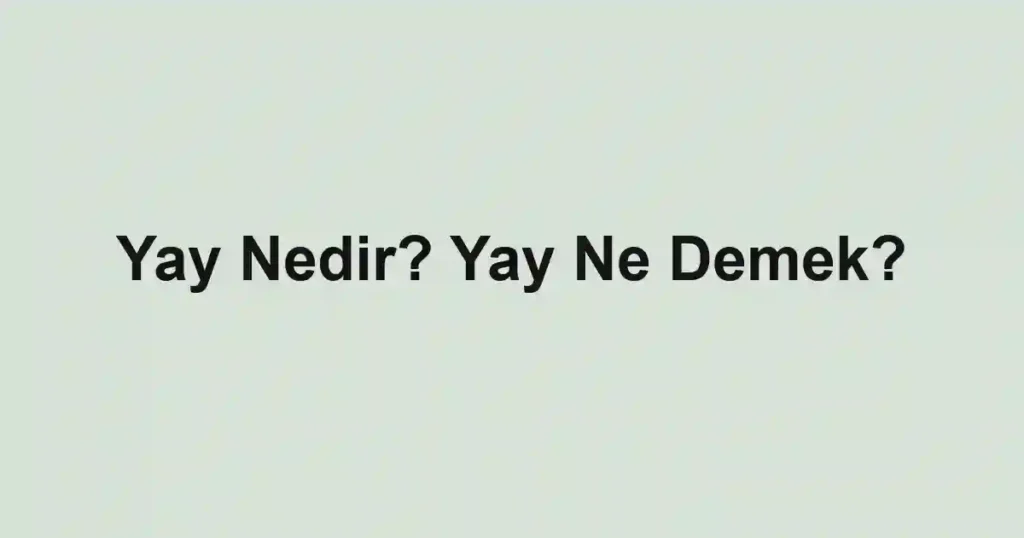 Yay Nedir? Yay Ne Demek?