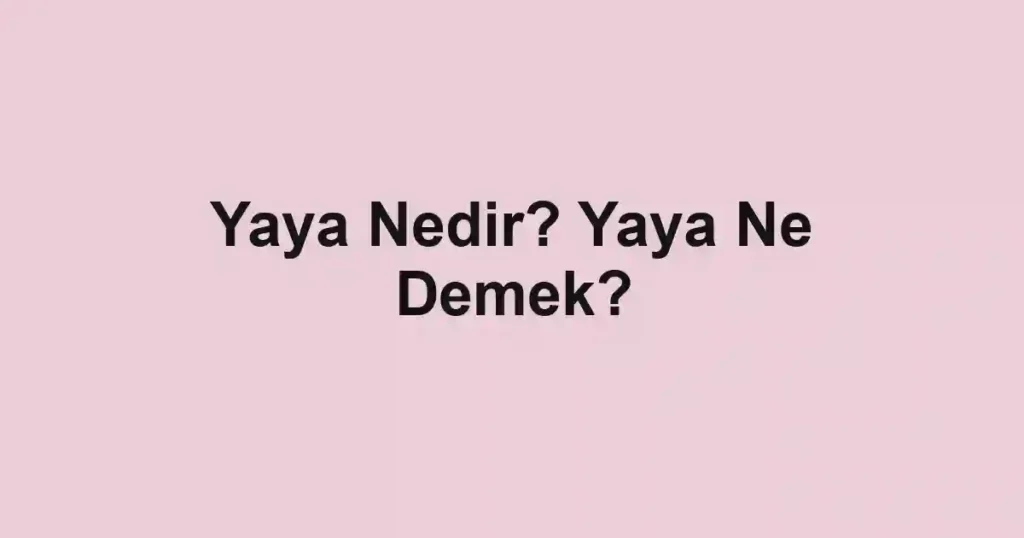 Yaya Nedir? Yaya Ne Demek?