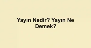Yayın Nedir? Yayın Ne Demek?