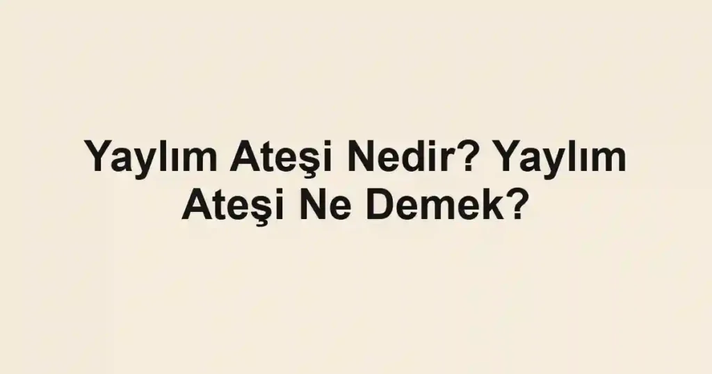 Yaylım Ateşi Nedir? Yaylım Ateşi Ne Demek?