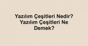 Yazılım Çeşitleri Nedir? Yazılım Çeşitleri Ne Demek?