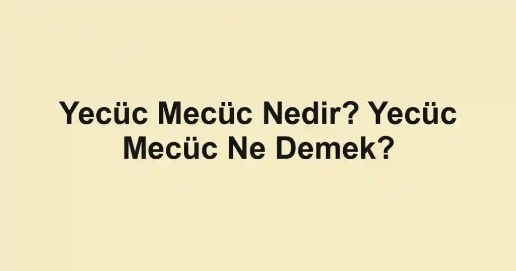 Yecüc Mecüc Nedir? Yecüc Mecüc Ne Demek?