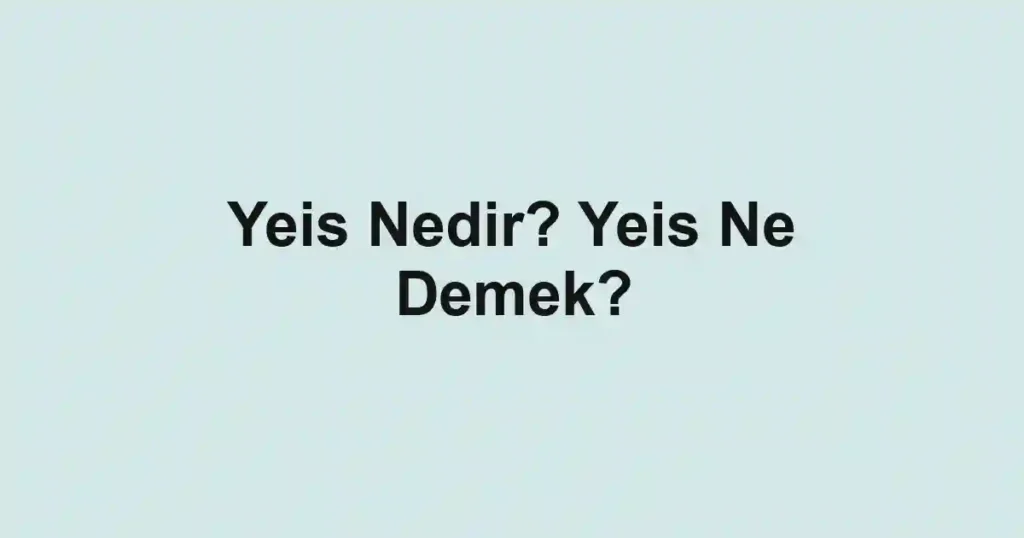 Yeis Nedir? Yeis Ne Demek?