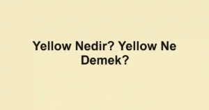 Yellow Nedir? Yellow Ne Demek?