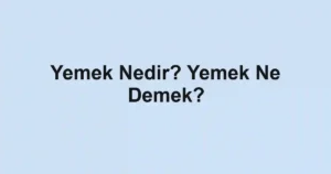 Yemek Nedir? Yemek Ne Demek?
