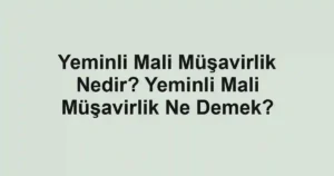 Yeminli Mali Müşavirlik Nedir? Yeminli Mali Müşavirlik Ne Demek?