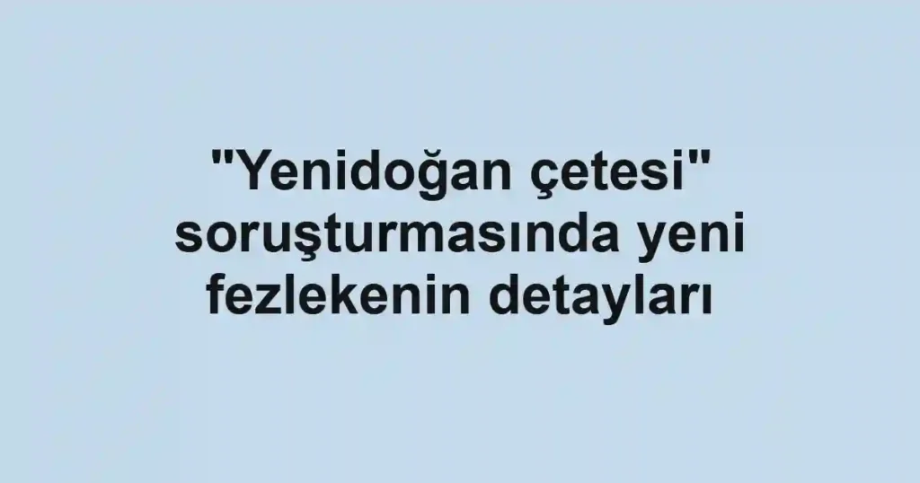 "Yenidoğan çetesi" soruşturmasında yeni fezlekenin detayları