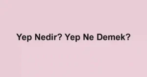 Yep Nedir? Yep Ne Demek?