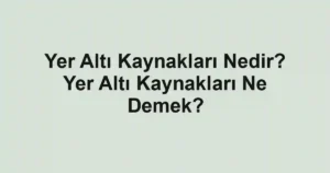 Yer Altı Kaynakları Nedir? Yer Altı Kaynakları Ne Demek?