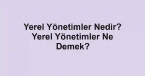 Yerel Yönetimler Nedir? Yerel Yönetimler Ne Demek?