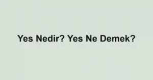 Yes Nedir? Yes Ne Demek?