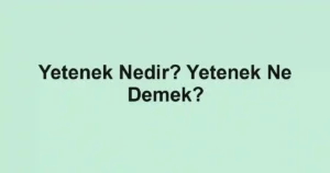 Yetenek Nedir? Yetenek Ne Demek?